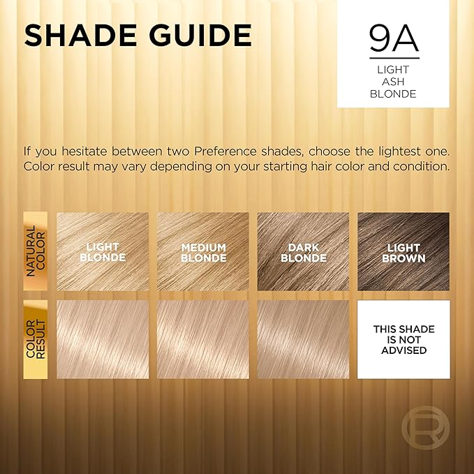 L'Oreal Paris Superior Preference Luminous Fade-Defying Permanent Hair Color, Hair Dye For Up to 9 Weeks of Radiance, Light Ash Blonde 9A, 1 Hair Dye Kit