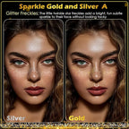 24pcs Gold and Silver Glitter Freckles Face Tattoo, Sparkle Freckles Temporary Face Tattoos, Body Face Glitter Makeup Patches Speckles, Waterproof Long Lasting Makeup Accessories for Women Girls