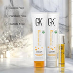 GK HAIR shampoo & Conditioner set Travel size with Hair serum -Color Safe Shampoo & Conditioner Made with Aloe vera, Parki Butter - Free of Parabens & Phthalates Sulfate, (3.74 Fl Oz)