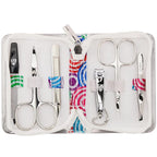 3 Swords Germany - brand quality 6 piece manicure pedicure kit set for professional finger & toe nail care with synthetic leather case - Made in Germany - colored