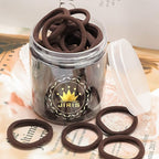 50Pcs Brown Hair Ties for Women Girls,Cotton Seamless Hair Ties, Soft Ponytail Holders,No Crease No Damage Elastics Hair Bands with Box for Thick Heavy and Curly Hair (Brown)