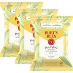 Burt's Bees Stocking Stuffers, Purifying Facial Towelettes Christmas Gifts With White Tea, Gentle Face Cleanser Pre-Moistened Towelettes, Makeup Remover Wipes, 30 ct. Package (3-Pack)