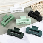 4 Inch Big Hair Claw Clips 6 Pcs Large Claw for Thick Hair Square Hair Clips for Women Rectangle Hair Clips Nonslip Acrylic Banana Jaw Clips Hair Accessories for Girls (Green)
