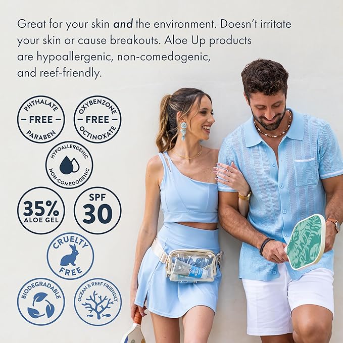 Aloe Up Sport Sunscreen Lotion SPF 50 - Broad Spectrum UVA/UVB Sunscreen Protector for Face and Body With Hydrating Aloe Vera Gel Non-Greasy No White Cast Reef Safe Fragrance Free - 6 Oz- 2 pack