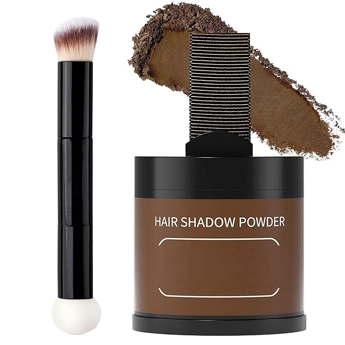 Gowwim Root Touch up Powder, Instantly Gray Hair Cover up Hairline Powder for Women & Men Waterproof and Sweatproof Root Cover Up Long-Lasting for Thinning & Loss Hair (Med Brown2, 10G+1)