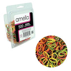 Amelia | 500, 1/2in, Brights Neon Mix, Elastic Rubber Band Pony Tail Holders | Made in USA | Hair Ties for Ponytails, Braids, Twists, Dreadlocks | Styling Accessories for Women, Men and Girls