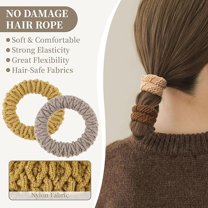 10 Pcs No Damage Hair Ties Thick Hair Elastic Rubber Bands Hair Accessories Scrunchies Seamless for Women