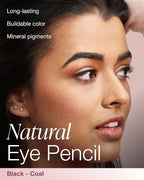 Mineral Fusion Eye Pencil (Black - Coal) - Eyeliner with Soothing Chamomile, Meadowfoam & Vitamin E - Smooth & Long Lasting, Hypoallergenic, Non-Irritating Eye Makeup