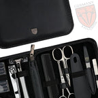 3 Swords Germany - brand quality 12 piece manicure pedicure grooming kit set for professional finger & toe nail care tweezers file clipper fashion leather case in gift box, Made by 3 Swords (33514)