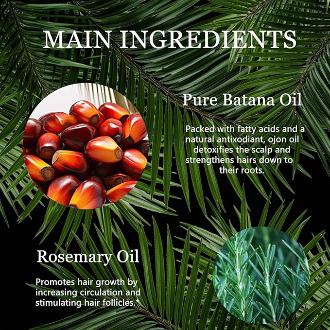 Tgideas Rosemary Batana Oil - Organic Hair Growth -for Scalp & Hair Strengthening - All Hair Types Treatment Oil - Eyebrow & Eyelash Nourishing