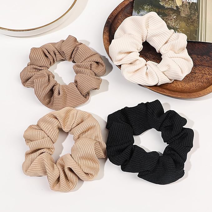 Hair Scrunchies for Women - Hair Ties No Damage Both for Thick Hair or Thin Hair Curl Hair No Crease Gray Scrunchies Ponytail Holder No Hurt Your Hair
