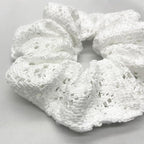 Large White Lace Hair Scrunchies for Women, Girl Hair Bands, Hair Ties, Ponytail Holders, hair accessories, Soft and Stretchy, 5"~5.5" diameter。3 pcs White