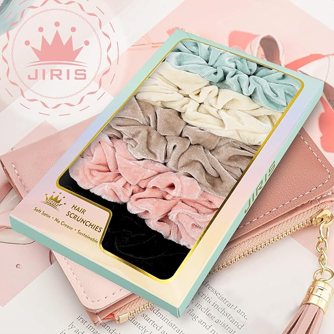 5Pcs Velvet Hair Scrunchies for Women, Fashion No Crease Hair Ties for Thin Thick Hair,Soft Hair Bands No Damage for Girls, Ideal Gifts for Women (Set 6)