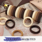 Brown Cotton Hair Ties - 100PCS Seamless Thick Elastic Ponytail Holders, No Crease, No Damage for Women, Kids, and Babies