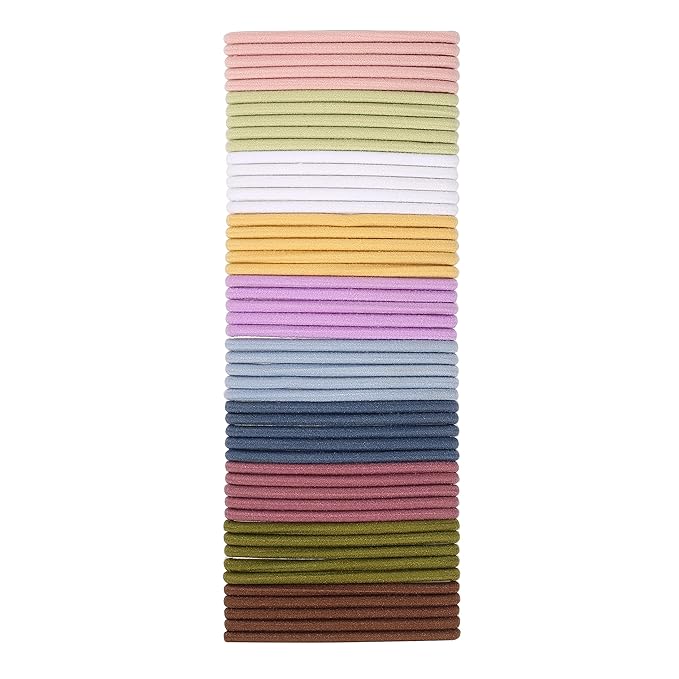 50PCS Womens Elastics Hair Tie, 4mm Colorful Ponytail Holders Hair Bands for Medium to Thick Hair, Curly Hair