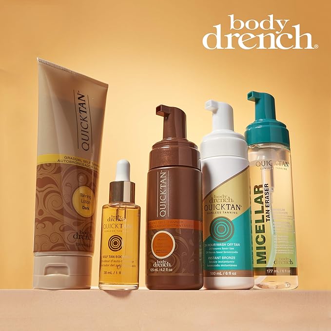 Body Drench Quick Tan Self Tanner Body Lotion – Sunless Tanning Lotion for Women, Natural-Looking Self Tan, Dark, 8 fl oz