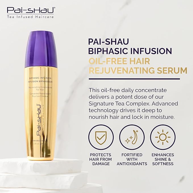 Pai-Shau Biphasic Infusion - Oil-Free Hair Rejuvenating Serum - Provides Shine, Thermal, And Environmental Protection - 4 FL Oz