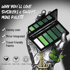 Green Eyeshadow Palette with Mirror Lime Forest Emerald Tones Matte Shimmer 6 Colors Mini Eye Shadow Pallet Travel Size Highly Pigmented for Goth Fairy Joker Wicked Halloween Parties Makeup