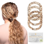 Authentic Mulberry Silk Skinny Hair Match Scrunchies for Women, Anti Breakage Hair Ties for Curly Thick & Thin Hair, 100% Silk for Buns, Sleep & Ponytail, Platinum/Warm Blonde (4 Pack)