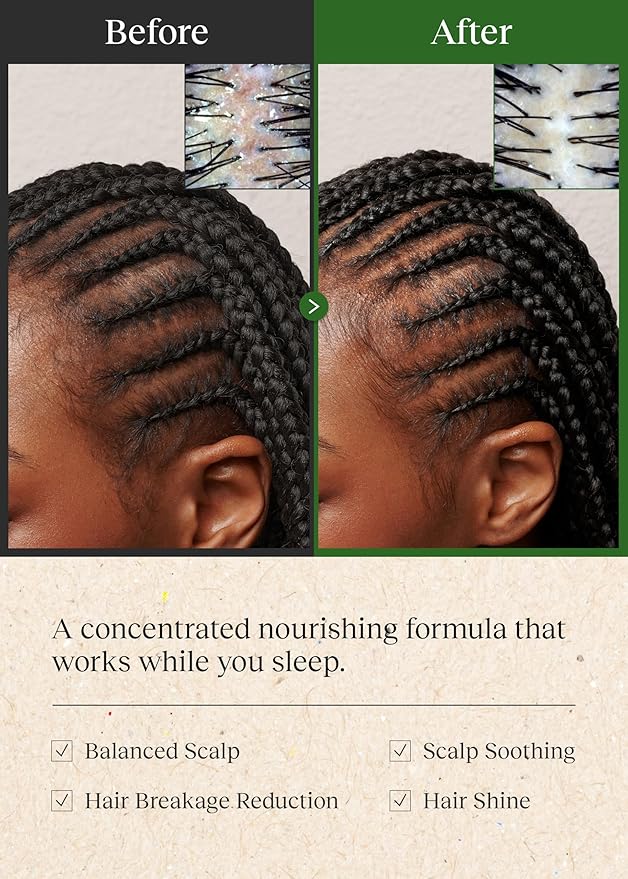 Braid Rev Scalp Sleeping Oil Balm, Korean Scalp Treatment, Balm-to-Oil Formula, Nourishing for Dry Scalp with Coconut Oil & Shea Butter, Reduces Excess Oil & Strengthens Hair Roots, 2.65 oz