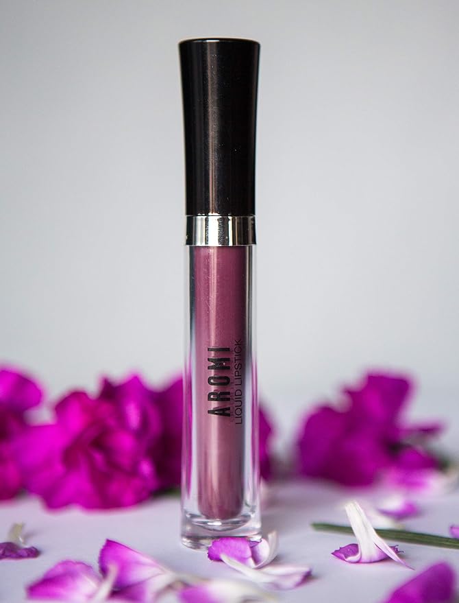 Aromi Black Cherry Matte Liquid Lipstick, Dark Plum Maroon Lip Color, Vegan and Cruelty-free, Long-Lasting Lipstick, Handmade (Black Cherry)