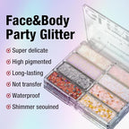 LANGMANNI 8 Colors Face & Body Glitter Palette - Holographic Changing Sparkling Mermaid Sequins for Women Girls Music Festival Party Rave Makeup(#A)