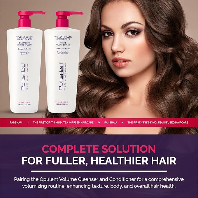 Pai-Shau Opulent Volume Cleanser and Conditioner Duo Set - Volumizing Cleanser and Conditioner for Thin Hair - Provides Improved Volume and Hydration - Shampoo for Women - 33.8 Fl Oz each