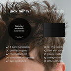 Jack Henry Premium Hair Clay for Men - Matte Finish, All Day Hold, Low Shine, Hair Styling Clay for All Hair Types - Natural, Organic Award Winning Formula - Natural Scent (1.6 oz)