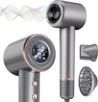 Rudd Hair Dryer with Diffuser, High Speed Hair Dryer with Display, 110000 RPM Brushless Motor for Fast Drying, 200 Million Negative Inoic Low Noise, Grey