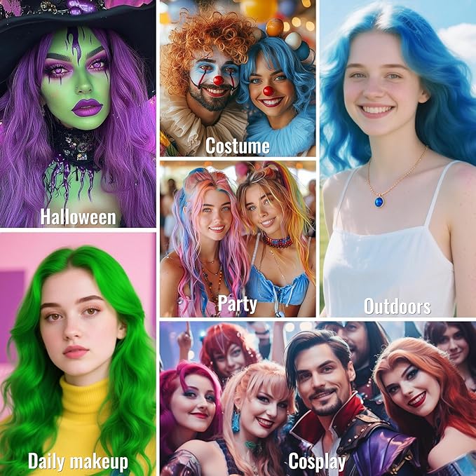 5PC Temporary Hair Color Spray Set, Purple Red Blue Green Orange Hair Spray for Women Kids Men, 1-Day Washable Hairspary for Halloween, Cosplay, Crazy Hair Day, Festivals & Parties