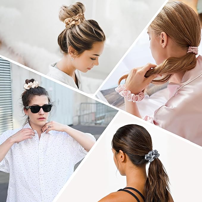 Hair Ties Small Scrunchies for Women's Hair Scrunchies Both for Thick Hair or Thin Hair Curl Hair No Crease Ponytail Holder No Hurt Your Hair