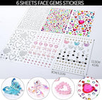 FANDAMEI Face Glitter Face Gems, 40 Colors Glitter Gel Palette with 6 Sheets Self Adhesive Hair Gems, Face Jewels for Women. Face Rhinestones Pearls for Women, Body Hair Glitter