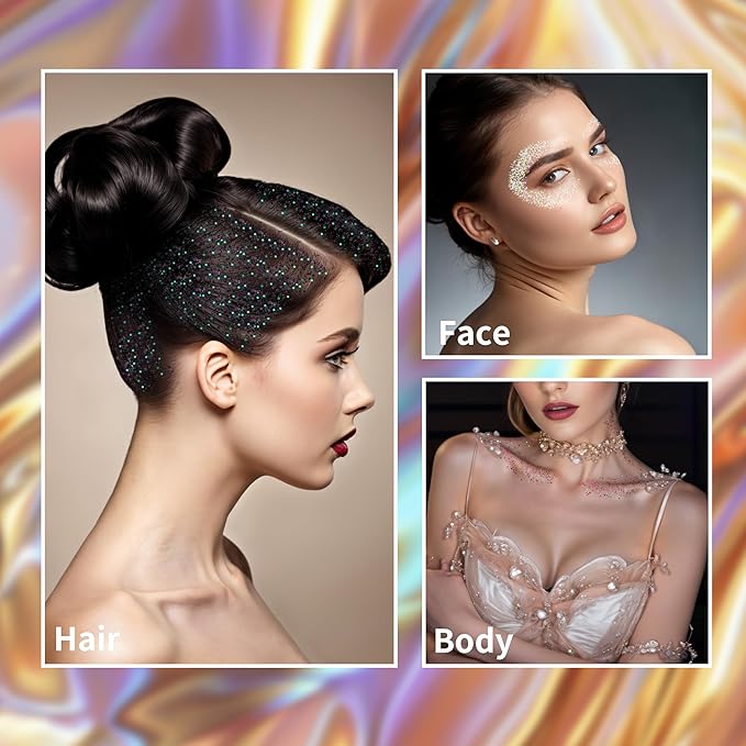 MEICOLY Black Face Body Glitter Stick,Hair Glitter Stick for Women,Sparkle Chunky Glitter Makeup,Waterproof Face Glitter for Party Rave Festival