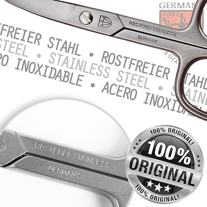 3 Swords Germany - brand quality STAINLESS STEEL INOX CURVED NAIL SCISSORS (1 PIECE) with case for manicure pedicure - nail care by 3 Swords - Made in Germany