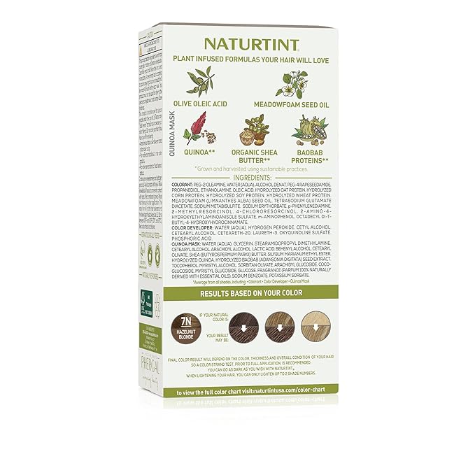 Naturtint 7N Hazelnut Blonde Permanent Hair Color (Pack of 1), Ammonia Free, Vegan, Cruelty Free, up to 100% Gray Coverage, Long Lasting Results (Packaging may vary)