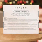 17-Piece Luxury Gift Set with Robe | Complete INFUSÉ White Tea & Coconut Bath Collection | Self-Care Kit with Bath Bombs, Face Masks & Hair Care | Bridesmaid, Mom, Wife, Grandma or Loved Ones