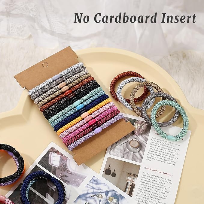 30 Pcs Hair Ties No Damage for Women Girls, High Elastic Braided Hair Ties for Thick Hair, Soft Ponytail Holders, No Crease Hair Bands for Curly Thin Hair Scrunchies (Multicolor Colors)