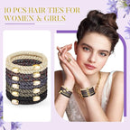 Hair Ties No Damage - 10PCS Ponytail Holders - Elastic Hair Ties for Thick Hair - Braided Hair Bands for Women Girls's Hair - Bright Star