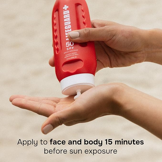 Lifeguard SPF 50 Sunscreen Lotion - Daily Broad Spectrum Face and Body Sunscreen, No White Cast, Hydrating Finish, For All Skin Types, Water Resistant, Reef Safe - 8 fl. oz.