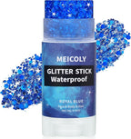 MEICOLY Royal Blue Body Glitter Stick,Hair Glitter Stick for Women,Waterproof Sparkle Chunky Face Glitter Makeup for Halloween Mardi Gras Party Rave Party Festival