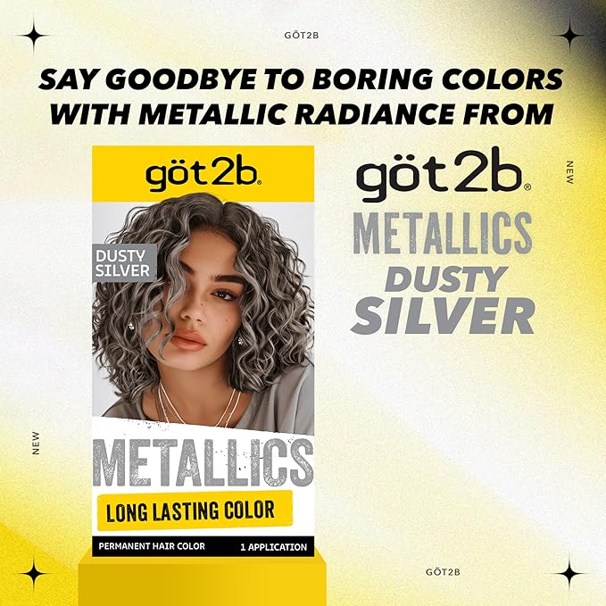 Got2b Metallics Permanent Hair Color, M72 Dusty Silver
