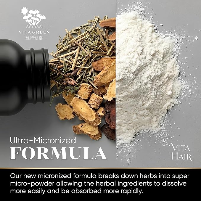 Vita Hair (Micronized Formula) Growth & Hair Loss Supplement – 100% Natural for Healthier Hair – Supports Hair Growth, Reduces Hair Loss, and Combats Graying for Men & Women – 108 Capsules
