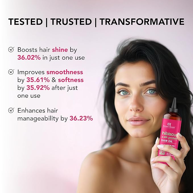 Botanic Hearth Hair Oil for Hair Growth | Strengthening Dry, Frizzy, Damaged Hair & Scalp Treatment | No Parabens or Harmful Sulfates | All Hair Types | Hibiscus Silk Protein Hair Oil - 6.7 Fl Oz