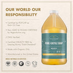 WHOLENATURALS Pure Castile Soap Liquid, EWG Verified & Certified Palm Oil Free Unscented, Natural, Mild & Gentle Non-gmo & Vegan - Organic Body Wash, Laundry, Pet/Dog and Baby Soap - 64 Fl Oz