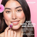 Blossom Roll on Lip Gloss, Scented Clear High Shine Moisturizing Lip Oil, Non Sticky, Infused with Real Flowers, Made in USA, 0.2oz, Juicy Peach