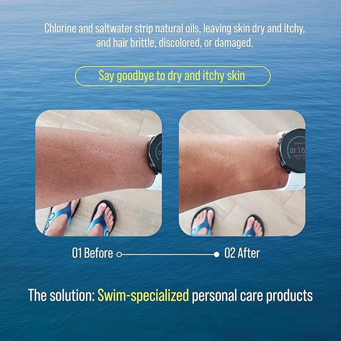 TRIHARD Chlorine Removal Body Wash, Protects and Hydrates Sensitive Skin from Pool and Ocean, Pool Essentials for Post Swim Chlorine Skin Protection