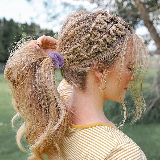 100 Pcs Thick Seamless Hair Ties, Ponytail Holders Hair Accessories No Damage for Thick Hair Christmas Gift(Rainbow Colors)