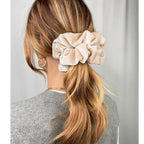 CEELGON Beige Big Velvet Scrunchie 6.5 Inches Jumbo Scrunchies Hair Ties Oversized Ponytail Holder for Thick Curly Hair Extra Large Hair Accessories for Women (Beige)