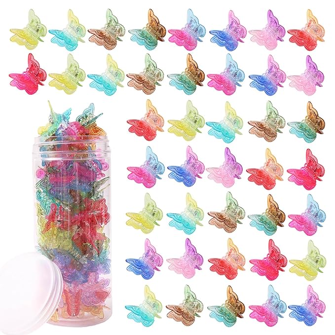 Rosvia 54 Tiny Butterfly Hair Clips,Gradient Color Fairy Hair Claw Clip for Girls Women，90s Y2K Cute Mini Hair Clips，Fun Hair Accessories