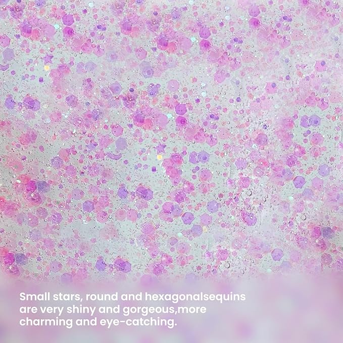 DAGEDA Body Glitter Gel, Face Glitters Body Gel Sequins Shimmer Liquid Eyeshadow, Chunky Glitter for Face Hair Nails, Holographic Cosmetic Laser Powder Festival Glitter Makeup 1.7oz (Light Pink)